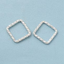 50 個の鉄リンクリング  テクスチャードオープンリング  銀  正方形  13x13x2mm  内径：10x10mm&nbsp;IFIN-E017-02B-S