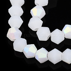 Imitation Jade Bicone Frosted Glass Bead Strands&nbsp;EGLA-A039-J4mm-MB06