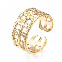 304 Stainless Steel Star Open Cuff Ring&nbsp;RJEW-T023-03G