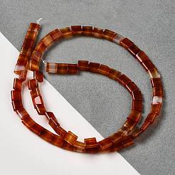 天然石赤瑪瑙ビーズ連売り  2穴  染め  長方形  5.5~6x5x2.5mm  穴：0.9mm  約69~70個/連  15.12~15.2インチ（38.4~38.6cm）&nbsp;G-F762-A15-01