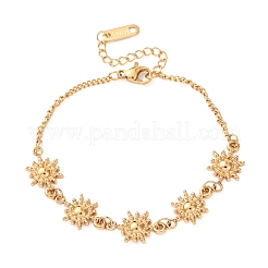 304ステンレススチールサンリンクブレスレット  女性用カーブチェーンブレスレット  ゴールドカラー  6-5/8インチ（16.8cm）&nbsp;BJEW-K293-06B-G