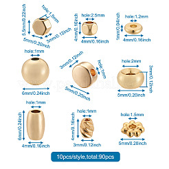 90Pcs 9 Style Brass Spacer Beads&nbsp;KK-CD0001-16G
