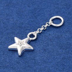 スターリングシルバーのクリアキュービックジルコニアタッセルペンダント925個  丸カン付きスターチャームとスタンプ925個  銀  18mm  ペンダント：10.5x8x1.5mm  穴：3.5mm&nbsp;STER-A032-04A-S