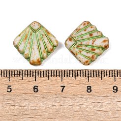 チェコ産プレスガラスビーズ  シェル形状  グリーン  17x17x4mm  穴：1mm  約162個/袋&nbsp;GLAA-I061-09