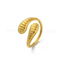 女性用ティアドロップ 304 ステンレススチール オープンカフリング  ゴールドカラー  14mm  内径：18mm&nbsp;RJEW-M019-10G