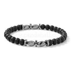 Natural Obsidian Twist Round Beaded Stretch Bracelets&nbsp;WG50776-02