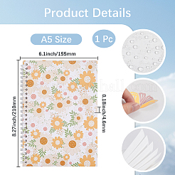 ステッカー収集ルーズリーフA5スパイラル綴じノート  アカウントリリースペーパーを手渡し  花  155x210x4.6mm&nbsp;AJEW-WH20019-17N