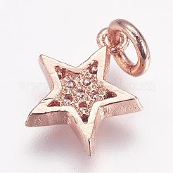Brass Micro Pave Cubic Zirconia Charms&nbsp;ZIRC-G087-35RG