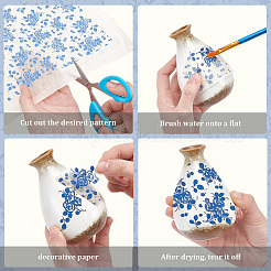 4Pcs 4 Styles Flower Pattern Paper Ceramic Decals&nbsp;DIY-GF0013-26