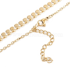 PVD Vacuum Plating 304 Stainless Steel Flat Round Pendant Necklaces&nbsp;NJEW-M187-02G