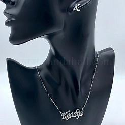 Stainless Steel Letter K Stud Earrings & Word Khadija Pendant Necklaces Sets for Women&nbsp;ES0413-2