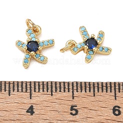 Ocean Brass Micro Pave Blue Cubic Zirconia Pendants&nbsp;CU-CBAF3CF-02H-03