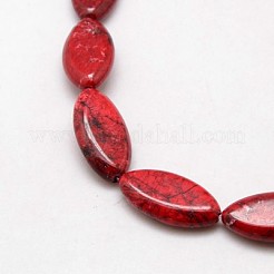 天然マグネサイトビーズ連売り  染め＆加熱  馬の目  ファイヤーブリック  30x16x6mm  穴：1mm  約14個/連  15.74インチ&nbsp;TURQ-L008-01D