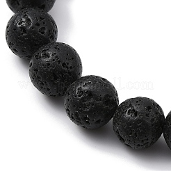 Natural Lava Rock Round Beaded Stretch Bracelets&nbsp;BJEW-JB09900-01
