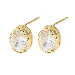 Brass Micro Pave Clear Cubic Zirconia Stud Earrings&nbsp;EJEW-C174-02E-G
