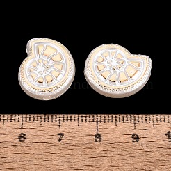 ABSプラスチックパール調ビーズ  ゴールドライン入り  巻き貝  乳白色  18.5x15.5x5.5mm  穴：1.8mm  約532個/500g&nbsp;PL-N007-39