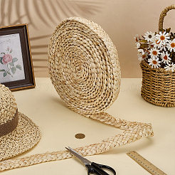 草のリボン  フラット  レモンシフォン  1-1/8~1-5/8インチ（30~40mm）&nbsp;OCOR-WH0082-441