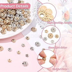 600個 6スタイル CCB プラスチックビーズキャップ  花  ミックスカラー  6~9.5x1.5~3.8mm  穴：1.2~1.4mm  100個/スタイル&nbsp;CCB-YW0001-78