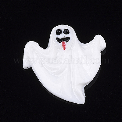樹脂カボション  ゴースト  ハロウィン  ホワイト  28x27.5x6mm&nbsp;CRES-T010-102B-1