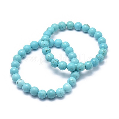 Natural Howlite Bead Stretch Bracelets&nbsp;BJEW-K212-A-011-1