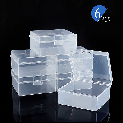 Ppプラスチックボックス  フリップカバー  長方形  ホワイト  9.8x10.2x5cm  インナーサイズ：8.9x9.7センチメートル&nbsp;CON-BC0001-35-1