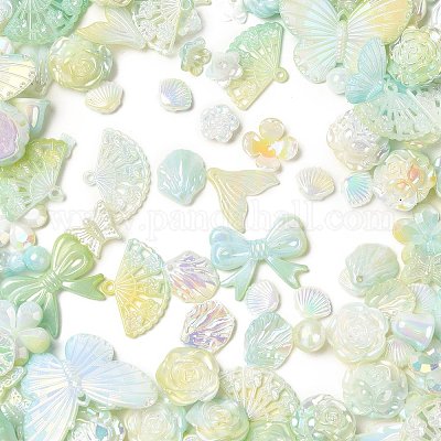 Rainbow Iridescent Plating Acrylic Beads&nbsp;OACR-U006-01D-1