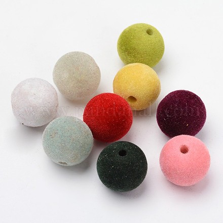 樹脂ビーズ  フロッキースタイル  ミックスカラー  直径約18mm  穴：3.5mm  185個/ 500g&nbsp;RB045-1