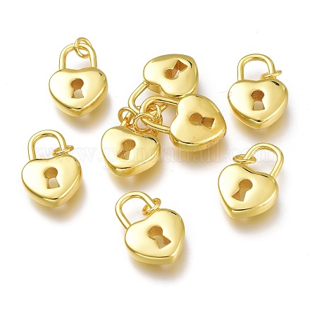 Brass Padlock Pendants KK-P189-01G-1