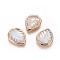 Shell Beads, Edge Golden Plated, Leaf, Golden, 23~23.5x18x3.5~4mm, Hole: 0.8mm