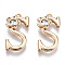 Brass Pendants, with Rhinestones, Cadmium Free & Nickel Free & Lead Free, Alphabet, Golden, Letter.S, 18x10x2.5mm, Hole: 1mm