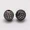 Brass Micro Pave Cubic Zirconia Beads, Cadmium Free & Lead Free, Round, Gunmetal, 10x9.5mm, Hole: 2mm