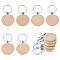 Wooden Keychains, with Split Key Ring, Platinum, Flat Round, 75mm
