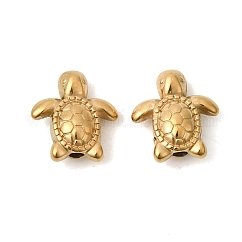 304 Stainless Steel Beads, Turtle, Ion Plating(IP), Golden, 10.5x9.5x4.5mm, Hole: 1.2mm