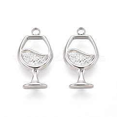 304 Stainless Steel Charms, Wine Glass Charm, Anti-Tarnish, Stainless Steel Color, 14x7.5x1.5mm, Hole: 1.2mm