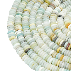 1連売りフロストナチュラルフラワーアマゾナイトビーズ連売り  ロンデル  6x2mm  穴：1mm  約195~198個/連  15.35~15.55インチ（39~39.5cm）