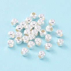925スターリングシルバービーズ  六角  銀  3x3x3mm  穴：1.5mm  約147個/10g&nbsp;STER-D035-05S