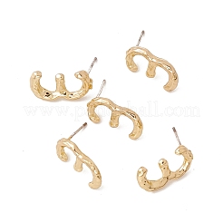 女性のための925つのスターリングシルバーピン付き真鍮数字スタッドピアス  NUM。3  18x10mm  ピン：0.7mm&nbsp;EJEW-A077-01C