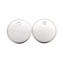 304ステンレススチールチャーム  空白タグのスタンプ  フラットラウンド  銀  15x1mm  穴：1.2mm&nbsp;X-STAS-H436-66S-15mm