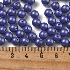 ベーキングペイント ガラスシードビーズ 3/0個  ラウンド  スチールブルー  6mm  穴：0.9mm  約1500個/ポンド&nbsp;SEED-A034-02M