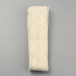 刺繍花ポリエステル メッシュ レース リボン  衣類用アクセサリー  フラット  ベージュ  2-3/4インチ（71mm）&nbsp;OCOR-WH0047-83