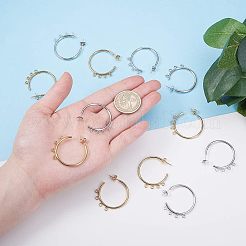 304ステンレススチールスタッドピアス金具  ループとイヤーナット付き  ゴールデン·ステンレス鋼色  32x33.5x2mm  穴：2mm  ピン：0.8mm  20個/箱&nbsp;STAS-UN0001-22