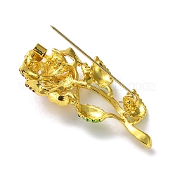 ファッションゴールド亜鉛合金エナメルピン  バックパックの服に合うラインストーンのブローチ  花  52.5x25mm&nbsp;LS-JEWB-D068-01G-05