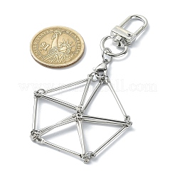 キーホルダー用の真鍮の空のポーチストーンホルダー  合金回転式ナスカン付き  プラチナ  9.7cm&nbsp;KEYC-TA00030-02
