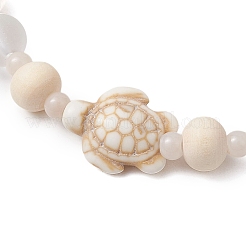 Synthetic Turquoise & Wood & Glass Beaded Stretch Bracelets for Women&nbsp;BJEW-JB11126-01