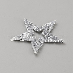 スターグリッターホットフィックスラインストーン  パッチにアイロン  ドレスシューズ衣服装飾  銀  35x35mm&nbsp;FIND-WH0002-88E