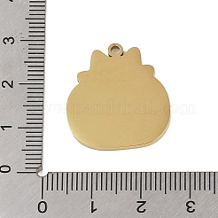 ハロウィン 201 ステンレス ペンダント  カボチャ猫チャーム  ゴールドカラー  24x21.5x1.5mm  穴：1mm&nbsp;STAS-C095-15G