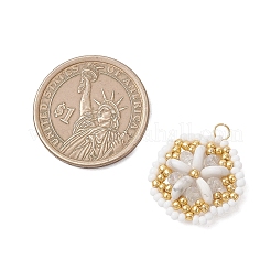 Natural Gemstone & Glass Seed Beaded Flower Pendants&nbsp;PALLOY-MZ01211