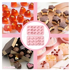 DIY食品グレードシリコンモールド  フォンダン型  DIYケーキデコレーション用  チョコレート  キャンディ  UVレジン＆エポキシ樹脂ジュエリー作り  ピンク  キャンディ  115x203x14mm  内径：20~30x27~43mm&nbsp;SIL-CJC0015-10C