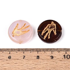 混合スタイルのガラスビーズ  フラットラウンドいツバメ  ゴールドライン入り  ミックスカラー  17.5~18x5~5.5mm  穴：1~1.2mm&nbsp;GLAA-N066-09