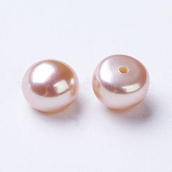 天然な培養された淡水パールビーズ  片穴  ラウンド  ミスティローズ  6.8~7x5.5~6mm  穴：1mm&nbsp;PEAR-I004F-04